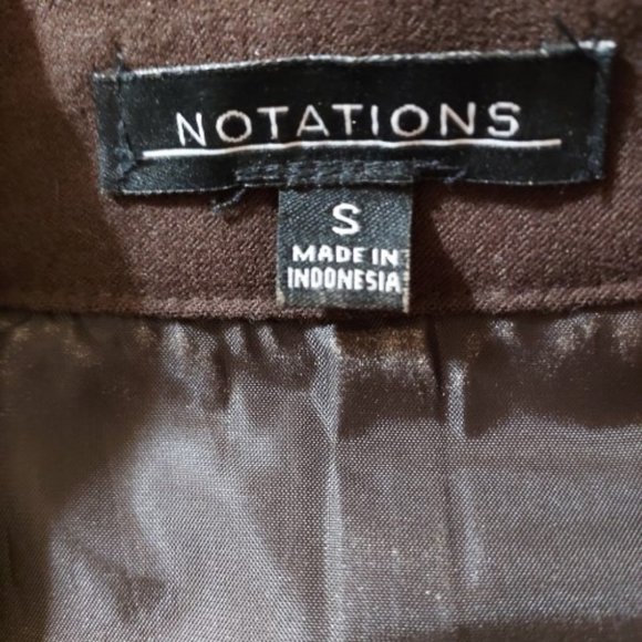 NOTATIONS BROWN BLAZER SHOULDER PADS PEPLUM IN FRONT AND BACK SIZE S NWOT - Picture 5 of 7